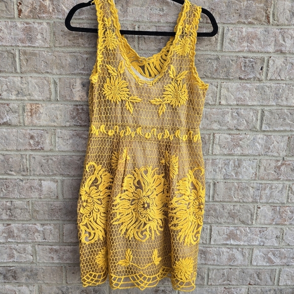 NEW Anthropologie Honeycomb Yellow Lace Dress by Yoana Baraschi $348 Size 6 - Picture 8 of 11